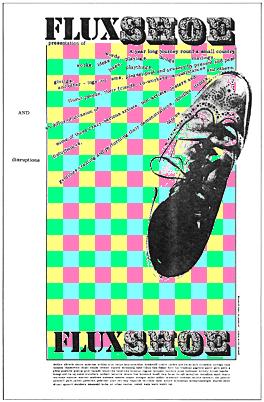 FLUXSHOE poster for a series of traveling Fluxus events in the U.K., Oct 1972 - Aug 1973